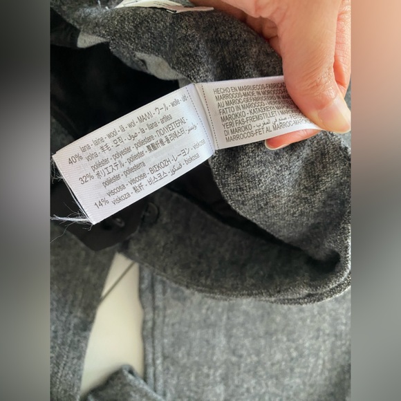 Zara Wool Blend Wide Leg Mid Rise Pants ZW Collection Gray Marl size XS NWT - Picture 15 of 16